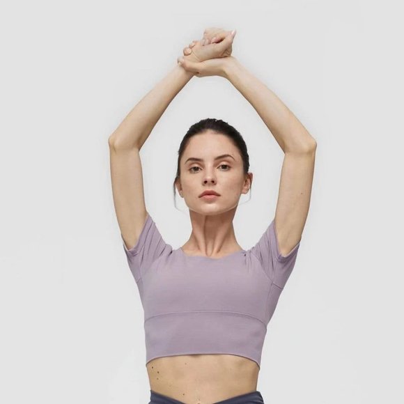 J.ING Powdered Violet Strappy Back Performance Crop - Picture 1 of 6